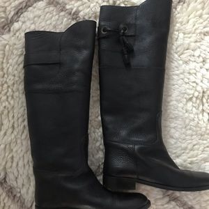 Faconnable black leather knee high boots
